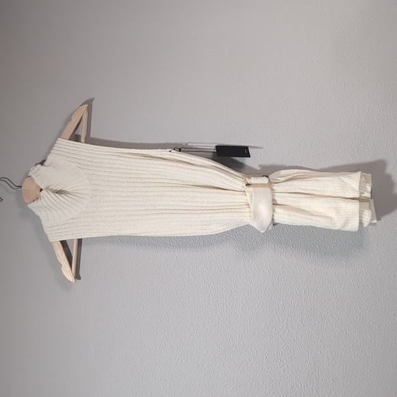 NWT Naadam off white sweater sleeveless tunic with belt‎ Small - Picture 1 of 4